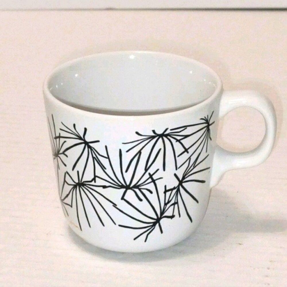 IKEA Ungdom 7oz mug black white tea expresso cup Starburst design print pattern